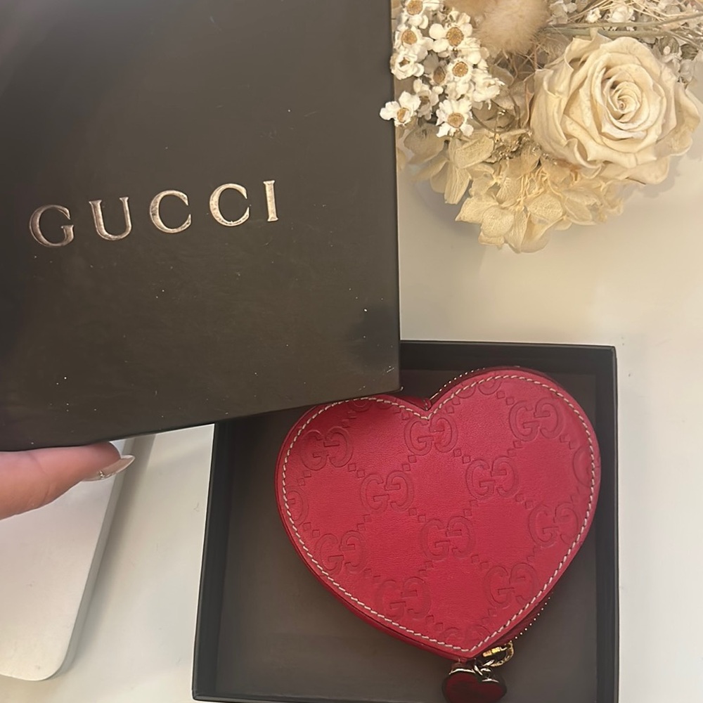 Gucci Red Heart-Shaped Coin Purse